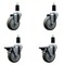 Service Caster 4'' Gray Poly Wheel Swivel 1-3/8'' Expanding Stem Caster Set 2 Brakes, 4PK SCC-EX20S414-PPUB-2-PLB-2-138 - alternate 1